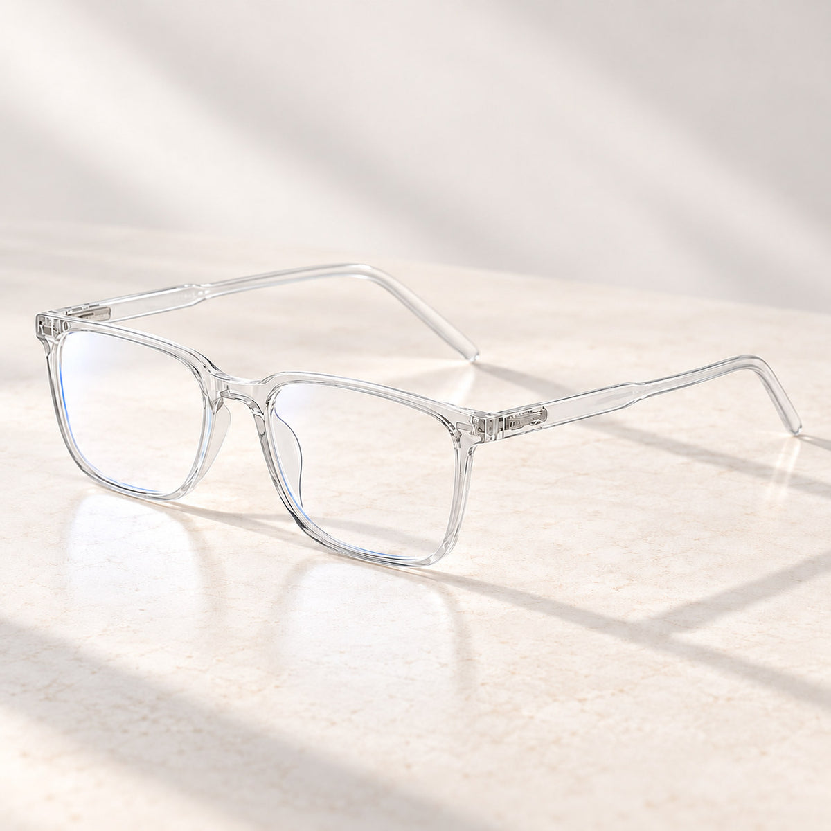 Plemea Classic Day blue light glasses in a transparent crystal frame with clear lenses