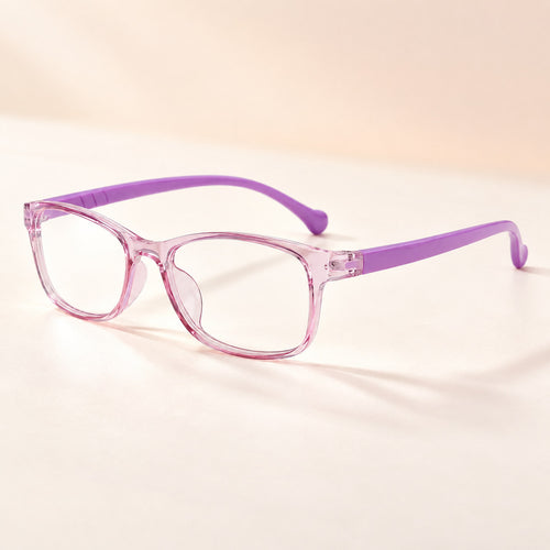 Plemea Kids blue light glasses in purple, kid-sized frame with clear lenses