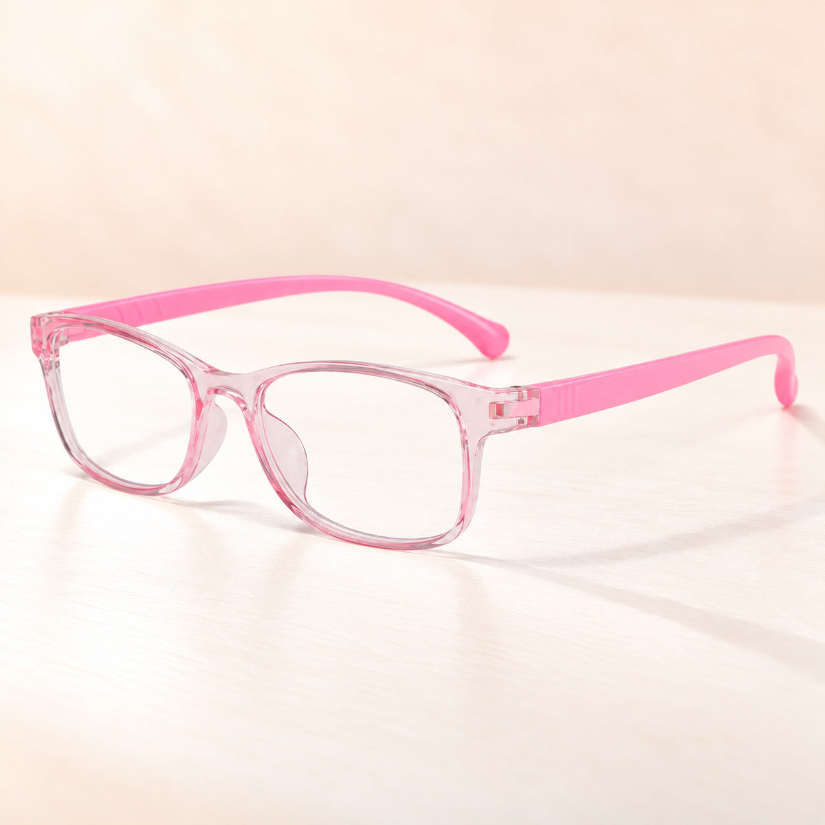 Lunettes anti-lumière bleue Plemea Kids roses, monture taille enfant, verres clairs