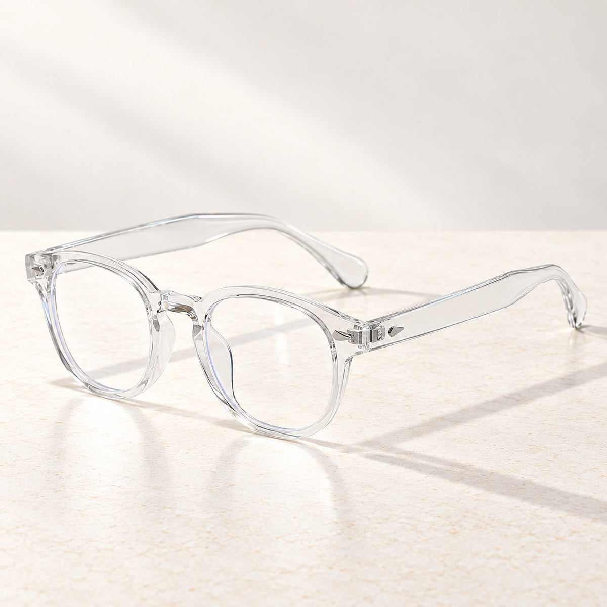 Plemea Retro Day blue light glasses in a transparent round frame with clear lenses