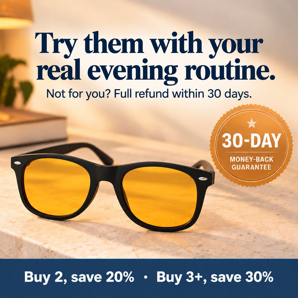 Lunettes Plemea Retro Night avec sceau de garantie satisfait ou remboursé 30 jours : 2 paires, 20 % de rabais · 3 paires et plus, 30 % de rabais